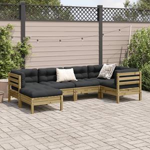 vidaXL 6-delige Loungeset met kussens geïmpregneerd grenenhout