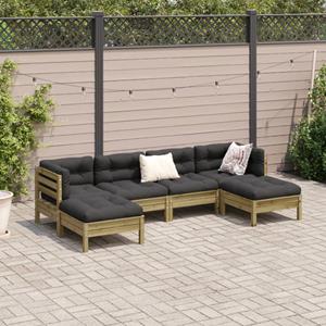 vidaXL 6-delige Loungeset met kussens geïmpregneerd grenenhout