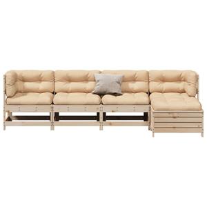 vidaXL 5-delige Loungeset met kussens massief grenenhout
