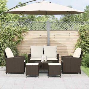 vidaXL 6-delige Loungeset met kussens poly rattan bruin