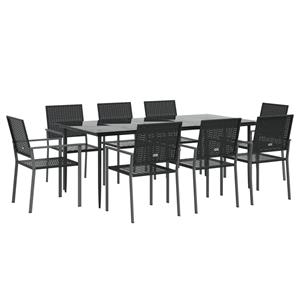 vidaXL 9-delige Tuinset poly rattan en staal