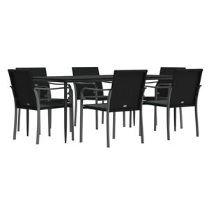vidaXL 7-delige Tuinset met kussens poly rattan en staal