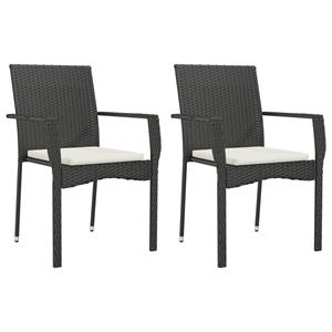 vidaXL 7-delige Tuinset met kussens poly rattan zwart