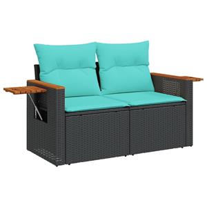 vidaXL 6-delige Loungeset met kussens poly rattan zwart