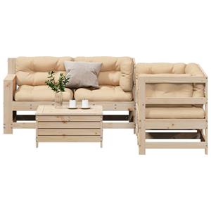 vidaXL 5-delige Loungeset met kussens massief grenenhout