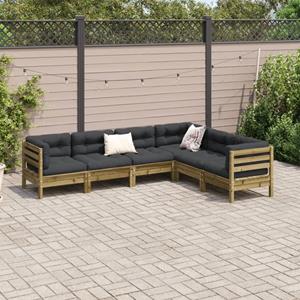 vidaXL 6-delige Loungeset met kussens geïmpregneerd grenenhout
