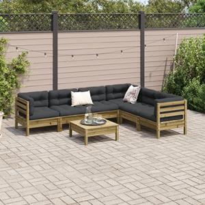 vidaXL 7-delige Loungeset met kussens geïmpregneerd grenenhout