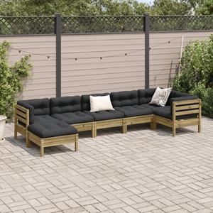 vidaXL 7-delige Loungeset met kussens geïmpregneerd grenenhout