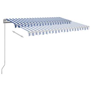 vidaXL Luifel handmatig uittrekbaar met LED 300x250 cm blauw en wit