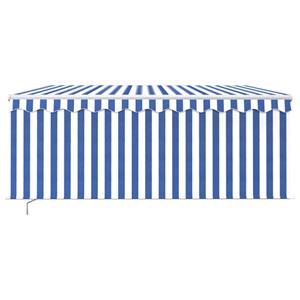 vidaXL Luifel handmatig uittrekbaar rolgordijn LED 3,5x2,5 m blauw wit