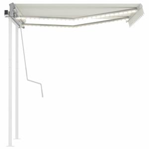 vidaXL Luifel handmatig uittrekbaar met LED 3,5x2,5 m crèmekleurig