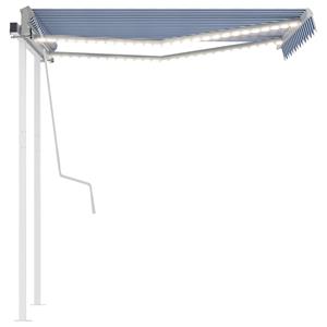 vidaXL Luifel handmatig uittrekbaar met LED 3,5x2,5 m blauw en wit