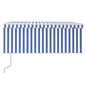 vidaXL Luifel automatisch uittrekbaar met rolgordijn 3x2,5 m blauw wit