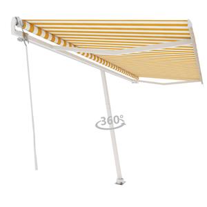 vidaXL Luifel vrijstaand automatisch 500x300 cm geel en wit
