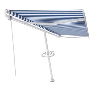 vidaXL Luifel vrijstaand automatisch 500x300 cm blauw en wit