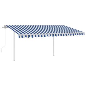 vidaXL Luifel automatisch uittrekbaar met palen 4,5x3,5 m blauw en wit