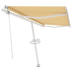 vidaXL Luifel vrijstaand automatisch 450x350 cm geel en wit