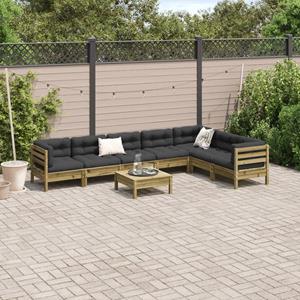 vidaXL 8-delige Loungeset met kussens geïmpregneerd grenenhout