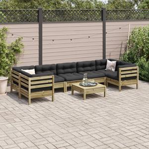 vidaXL 8-delige Loungeset met kussens geïmpregneerd grenenhout