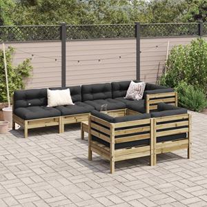 vidaXL 8-delige Loungeset met kussens geïmpregneerd grenenhout