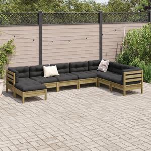 vidaXL 8-delige Loungeset met kussens geïmpregneerd grenenhout