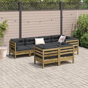 vidaXL 7-delige Loungeset met kussens geïmpregneerd grenenhout