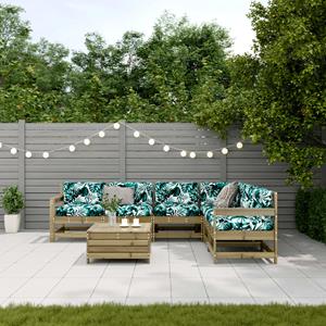 vidaXL 7-delige Loungeset met kussens geïmpregneerd grenenhout