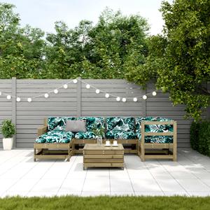 vidaXL 7-delige Loungeset met kussens geïmpregneerd grenenhout