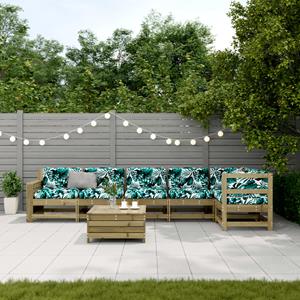 vidaXL 7-delige Loungeset met kussens geïmpregneerd grenenhout