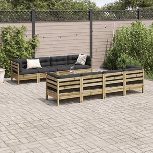 vidaXL 9-delige Loungeset met kussens geïmpregneerd grenenhout