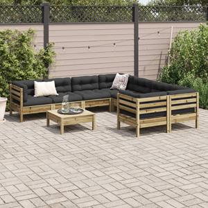 vidaXL 9-delige Loungeset met kussens geïmpregneerd grenenhout