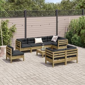 vidaXL 9-delige Loungeset met kussens geïmpregneerd grenenhout