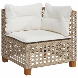 vidaXL 10-delige Loungeset met kussens poly rattan beige