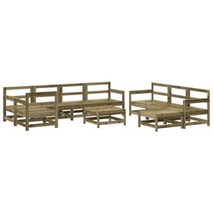 vidaXL 10-delige Loungeset met kussens geïmpregneerd grenenhout