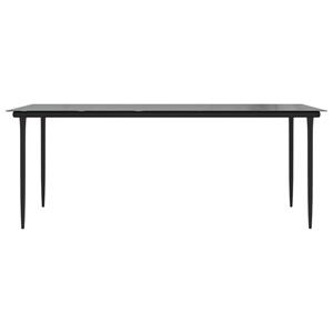 vidaXL Tuintafel 200x100x74cm staal en gehard glas zwart