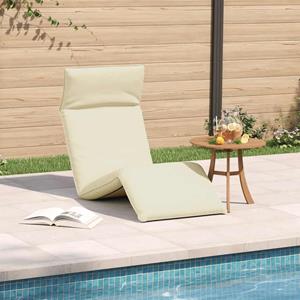 vidaXL Ligstoel inklapbaar 175x54x8,5 cm Oxford stof crème