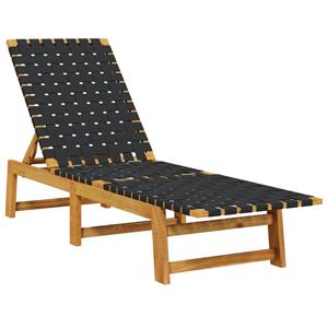 vidaXL Ligbedden 2 st met tafel massief acaciahout zwart