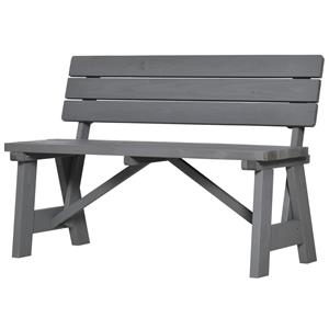 Outsunny 2-zits Tuinbank van Hout, Weer- en UV-Bestendig met Rugleuningen 116 x 56 x 80 cm, Grijs