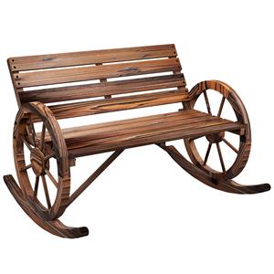Outsunny Tuin Schommelbank, 2-persoons, weerbestendig, elegante armleuningen, voor balkon en terras, 120x60x80 cm, Geïmpregneerd hout | Aosom.nl