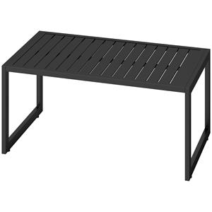 Outsunny Bijzettafel met Latjesontwerp Balkontafel van Aluminium Koffietafel Weerbestendig 90 x 50 x 42 cm Zwart