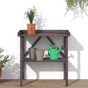 VidaXL Plantentafel met schap 78x38x82,5 cm vurenhout grijs