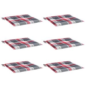 VidaXL Tuinstoelkussens 6 st 40x40x3 cm oxford stof ruitpatroon rood