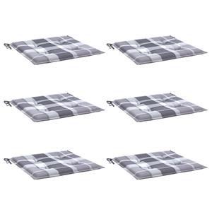 VidaXL Tuinstoelkussens 6 st 40x40x3 cm oxford stof ruitpatroon grijs