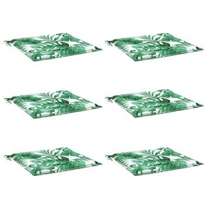 VidaXL Stoelkussens 6 st bladpatroon 50x50x3 cm stof