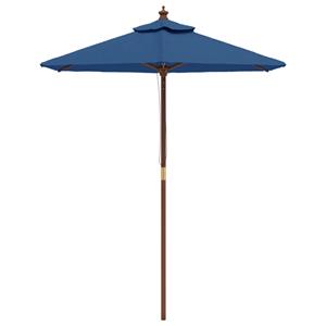 VidaXL Parasol met houten paal 196x231 cm azuurblauw