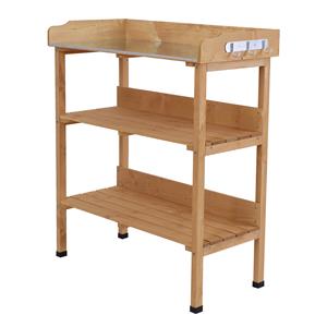 Outsunny planttafel, robuust metalen werkblad, perfect voor tuinieren, weerbestendig, eenvoudig te onderhouden, 120 x 60 x 76 cm, houtlook | Aosom.nl
