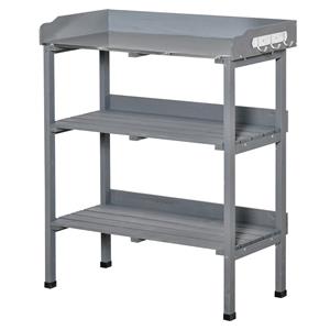 Outsunny planttafel, duurzame tuintafel, weerbestendig met metalen werkblad, ideaal voor bloemen, 76 x 37 x 89 cm, grijs | Aosom.nl