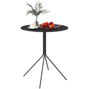 Outsunny Klapbare Tuintafel Ø60 x 71 cm, Weerbestendige Balkontafel van Staal, Ronde Bijzettafel met Voetpads Zwart
