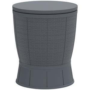 Outsunny 3-in-1 Buitenbijzettafel 45 x 43 cm Ronde Koelbox Weerbestendige Balkontafel met 41 L Opslag Kunststof Grijs