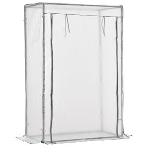 Outsunny Broeikas met PE-roosterfolie, deur, winterbestendig foliebroeikas van staal, kweekkas 101 x 50 x 150 cm, Wit